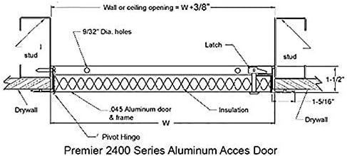 Premier 14x14 Universal Aluminum Access Panel Door with Screwdriver Latch, Insulated for Exterior Application Use, Wall or Ceiling Mounted for Drywall, Plumbing, Electrical, 2400 Series